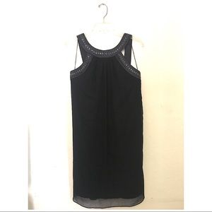 London Times Beaded black shift dress.